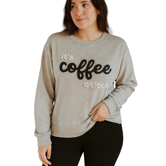 Secret Treasures Tops - Secret Treasures Large Oversized Coffee Sweatshirt Graphic Lightweight Cozy